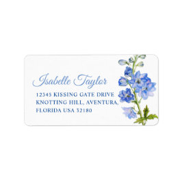 Delphinium målat blue bröllop address label adressetikett