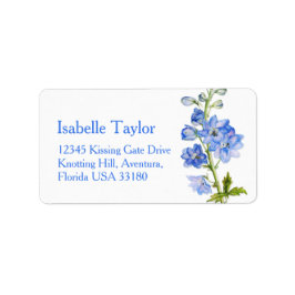 Delphinium målat blue bröllop address label adressetikett