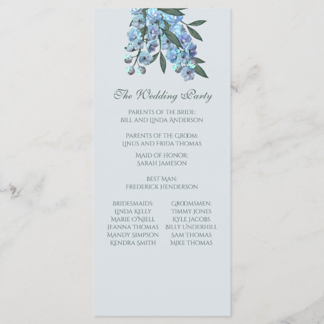 Delphinium-programmet för blå Blommigt Program (Baksida)