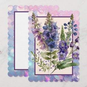 Delphiniums Lila och Blue Blank Card Anteckningskort