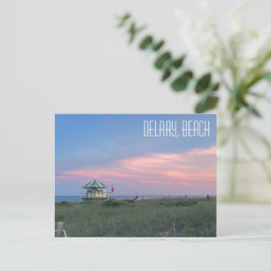 Delray Beach Florida, Beach at sunset postcard Vykort