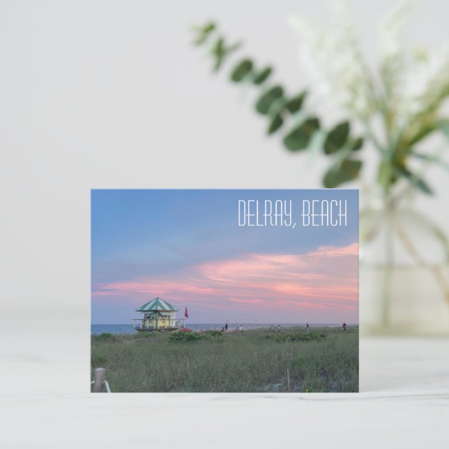 Delray Beach Florida, Beach at sunset postcard Vykort (Stående Fram)