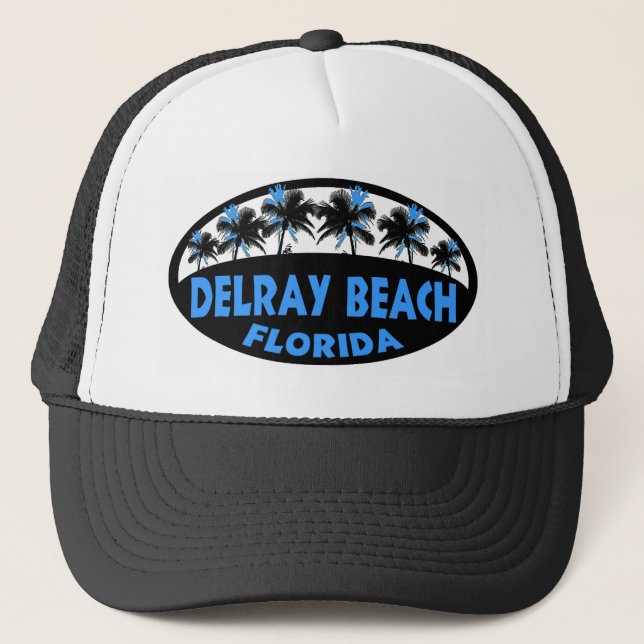 Delray Beach Florida blue Black handflatan Truckerkeps (Framsida)