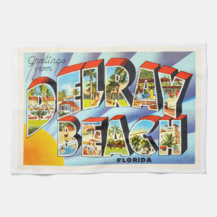 Delray Beach Florida FL vintage resorsouvenir Kökshandduk