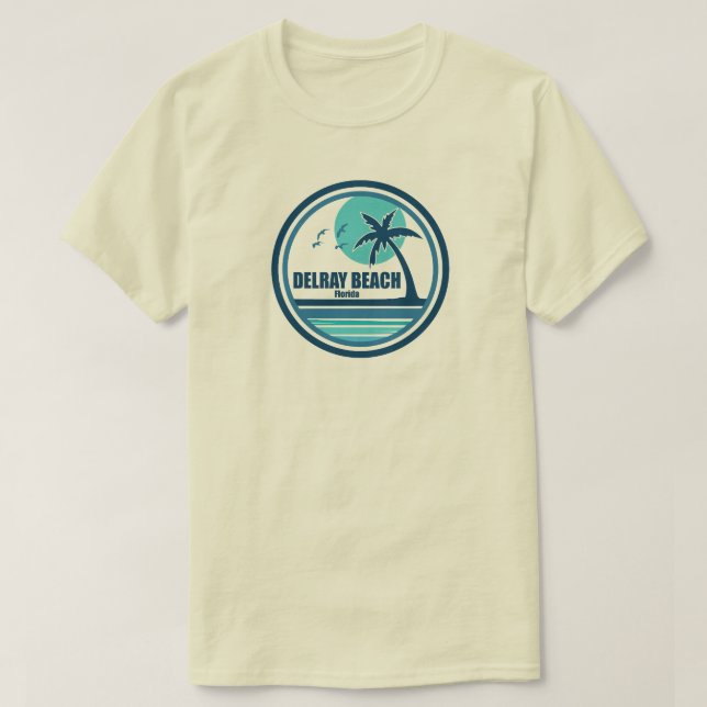 Delray Beach Florida Handflatan Träd Birds T Shirt (Design framsida)