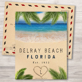 Delray Beach Florida Sand Tropical Handflatan Lövs Vykort