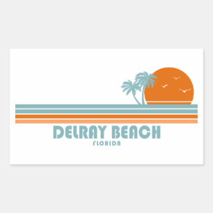 Delray Beach Florida Sol Handflatan Träd Rektangulärt Klistermärke