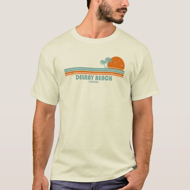 Delray Beach Florida Sol Handflatan Träd T Shirt (Framsida)