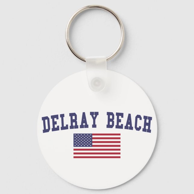 Delray Beach US-Flagga Nyckelring (Framsida)
