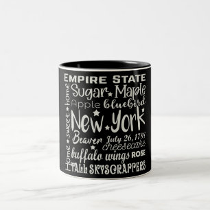 Delstat/New York tvåtonskaffe Mugg