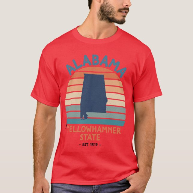 Delstaten Alabama Alabama Gulhammarstaten T Shirt (Framsida)
