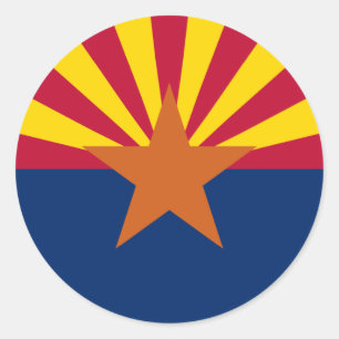 Delstaten Arizona Flagga Runt Klistermärke
