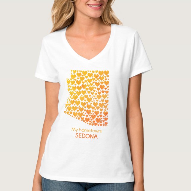 delstaten Arizona Silhouette Hearts & Hometown T Shirt (Framsida)