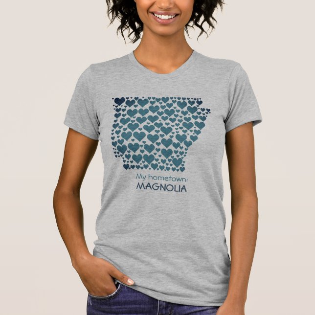delstaten Arkansas Silhouette Hearts & Hometown T Shirt (Framsida)