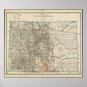 Delstaten Colorado Karta Poster