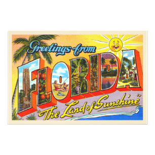 delstaten Florida FL-Vintagen Large Brev Postcard Fototryck