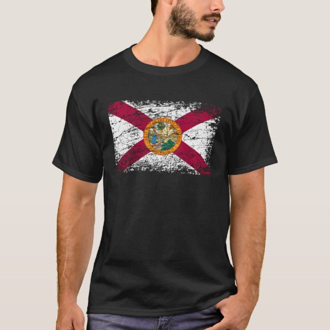 delstaten Florida flagga FL Sunshine State used T Shirt (Framsida)