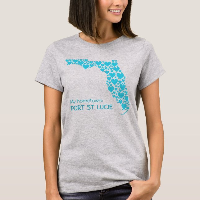 delstaten Florida Silhouette Hearts & Hometown T Shirt (Framsida)