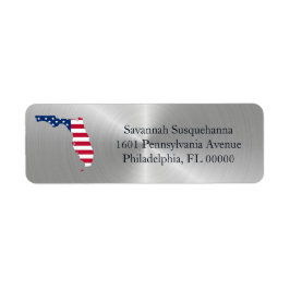 delstaten Florida Silver, Amerikanska Flagga Patri Returadress Etikett
