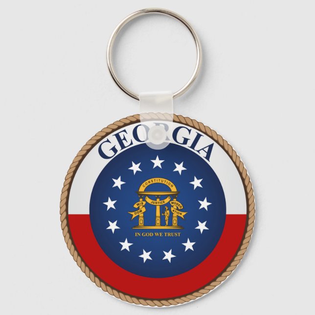 delstaten Georgia Flagga Seal Keychain Nyckelring (Framsida)