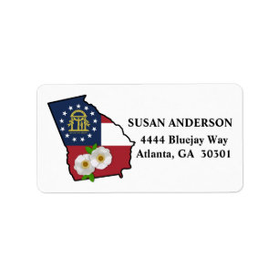 delstaten Georgia Flagga State Flower Cherokee Ro Adressetikett