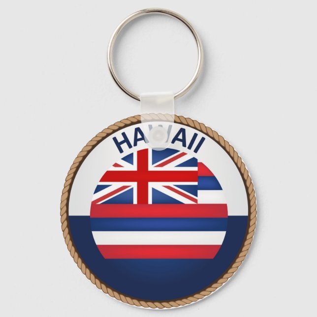 delstaten Hawaii Flagga Seal Keychain Nyckelring (Framsida)