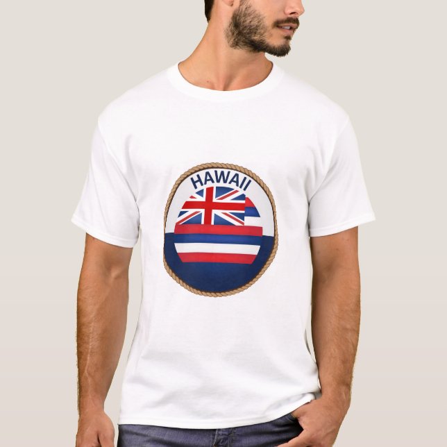 delstaten Hawaii Flagga Seal T-Shirt (Framsida)