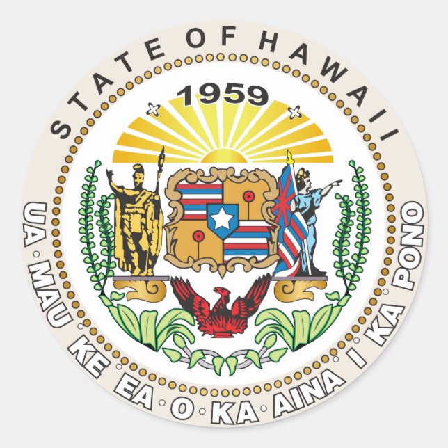 delstaten Hawaiis Underbara säl Runt Klistermärke (Framsida)