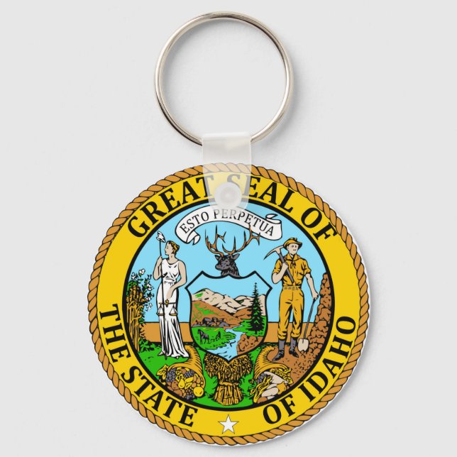 Delstaten Idaho Flagga Seal Nyckelring (Framsida)