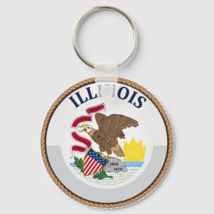 delstaten Illinois Flagga Seal Nyckelring