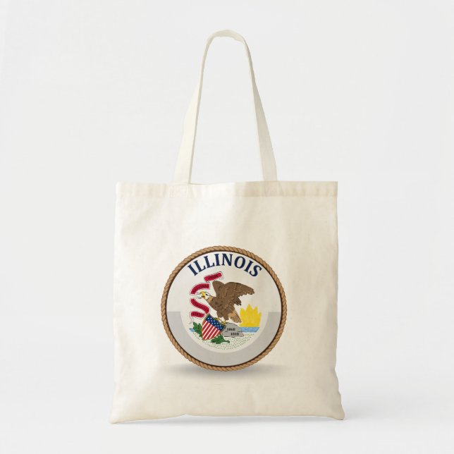 delstaten Illinois Flagga Seal Tote Bag Tygkasse (Framsidan)