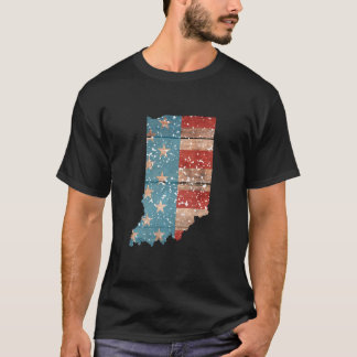 Delstaten Indiana Patriotic USA flagga för manar k T Shirt