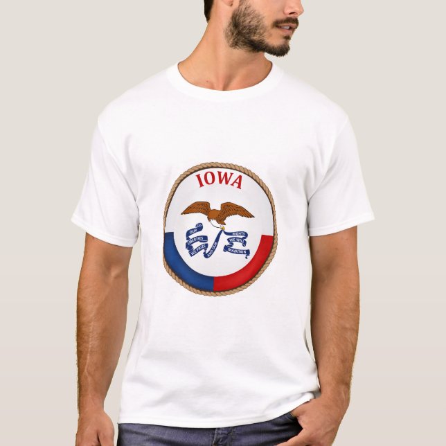 Delstaten Iowa Flagga Seal T-Shirt (Framsida)