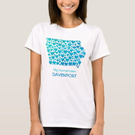 Delstaten Iowa Silhouette Hearts & Hometown T-Shir T Shirt