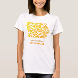 Delstaten Iowa Silhouette Hearts & Hometown T Shirt
