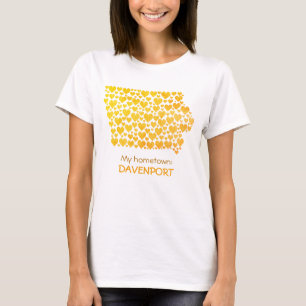 Delstaten Iowa Silhouette Hearts & Hometown T Shirt