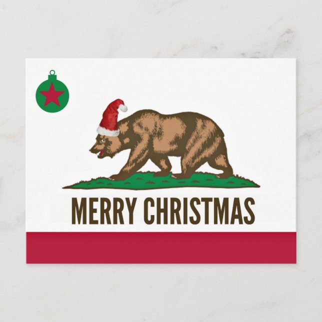 Delstaten Kalifornien God jul Bear Postcards Helg Vykort (Framsida)