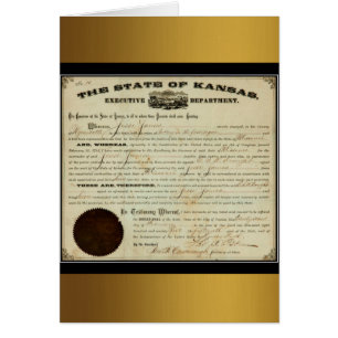 Delstaten Kansas 1875 Jesse James utlämningsorder Hälsningskort