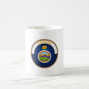 delstaten Kansas Flagga Seal Kaffemugg
