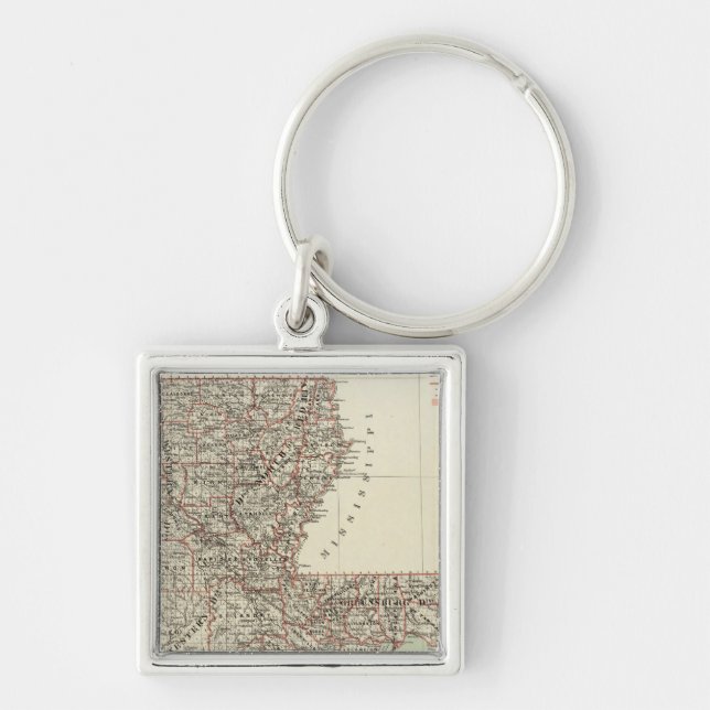Delstaten Louisiana Fyrkantig Silverfärgad Nyckelring (Framsidan)