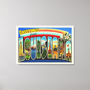 Delstaten Louisiana Vintage Large Brev vykort Canvastryck