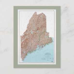 delstaten Maine Karta (1977) Vykort