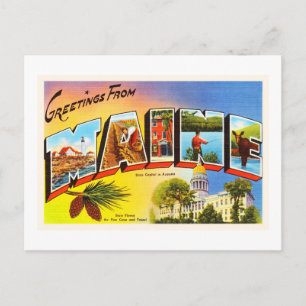 delstaten Maine ME Old Vintage resor Souvenir Vykort