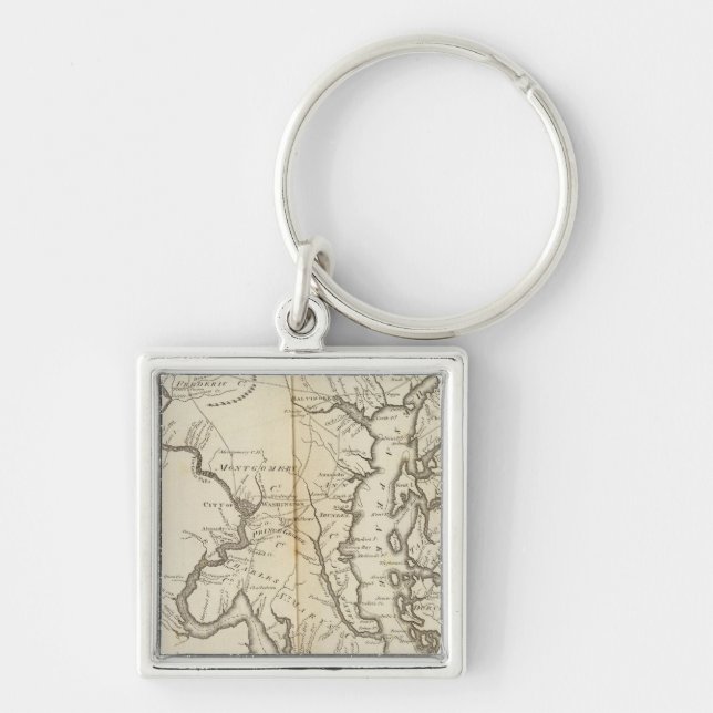 Delstaten Maryland Fyrkantig Silverfärgad Nyckelring (Framsidan)