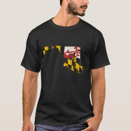 Delstaten Maryland med Maryland-flagga inbäddad T Shirt
