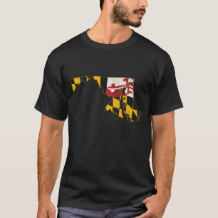 Delstaten Maryland med Maryland-flagga inbäddad T Shirt