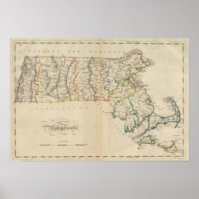 Delstaten Massachusetts 3 Poster (Framsidan)