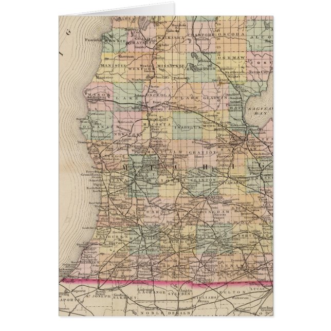 Delstaten Michigan Atlas Karta Hälsningskort (Framsidan)