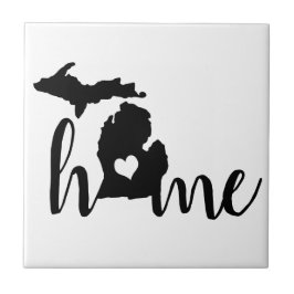 delstaten Michigan Black Silhouette "Home" Kakelplatta