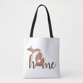 delstaten Michigan Copper Silhouette "Home" Tygkasse